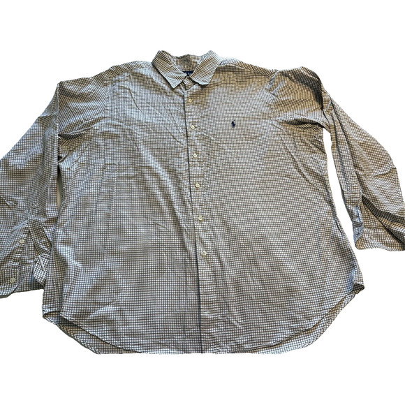 Ralph Lauren Classic Fit Navy/Brown/White Check w/Blue Pony XXL Button Up Shirt - Picture 1 of 12